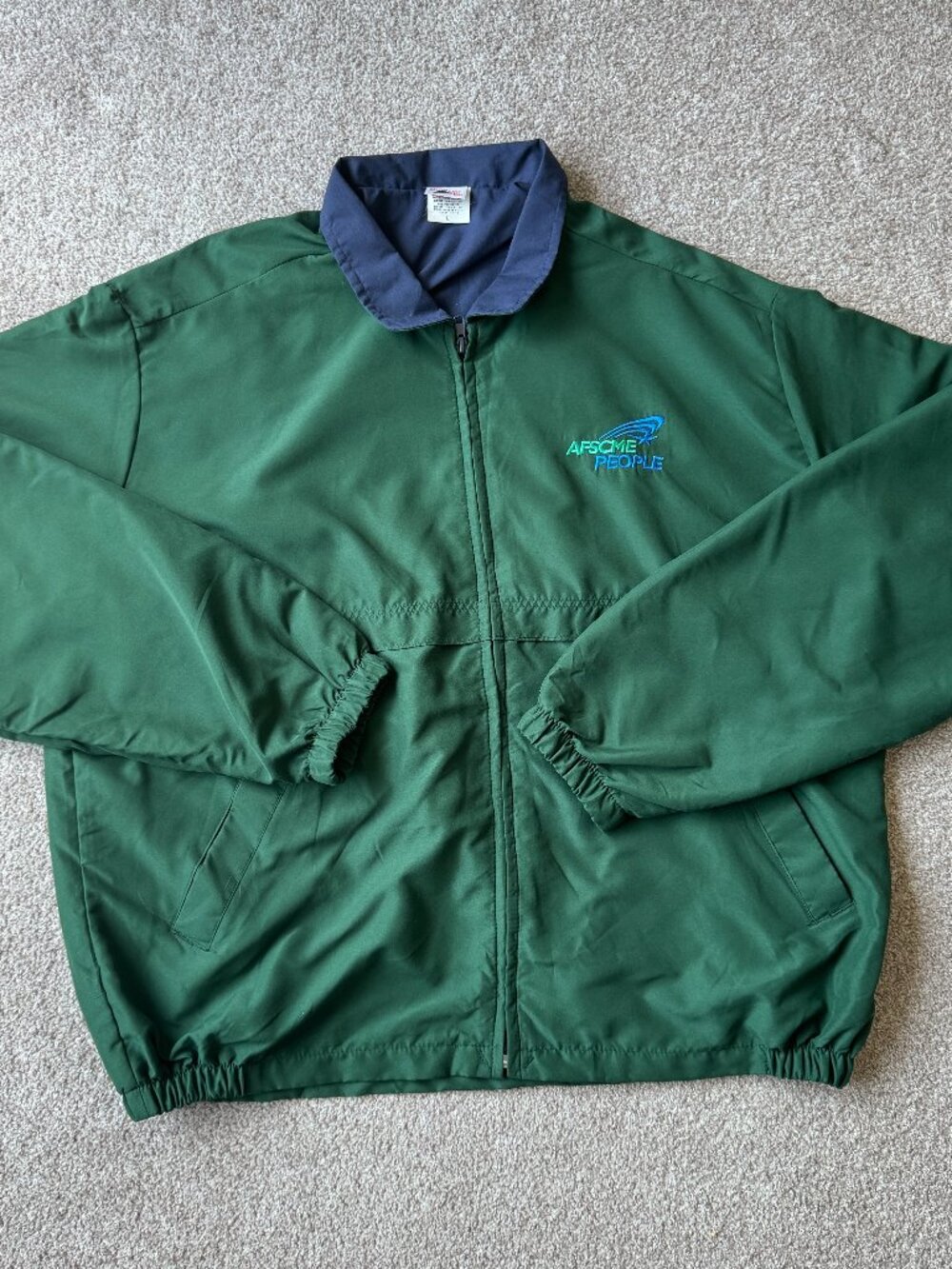 Union Line Vintage AFSCME PEOPLE Windbreaker Green Size L